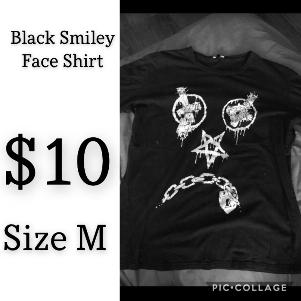 Black Goth Smiley Shirt